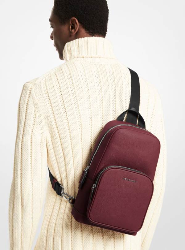 Panske Crossbody Kabelka Michael Kors Cooper Pebbled Leather Sling Pack Bordove - Tasky Michael Kors Akcia | LMUEA-8639